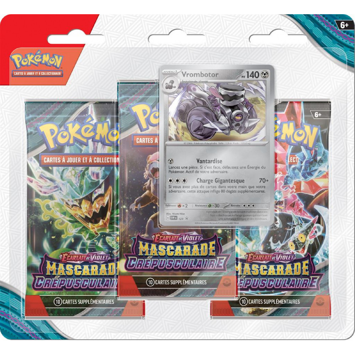 Pokémon – Blister Vrombotor – 3 Boosters Écarlate & Violet – Mascarade Crépusculaire – 1 Carte Promo Brillante – Collection Officielle