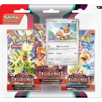 Tripack Pokémon Flammes Obsidiennes (EV03) – 3 Boosters + Carte Promo Officielle