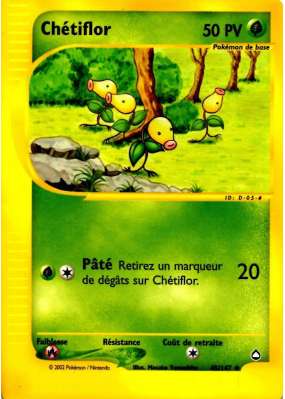 Carte Pokémon Chétiflor 45/147 Peu commune Aquapolis
