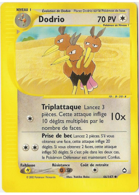 Carte Pokémon Dodrio 46/147 Peu commune Aquapolis