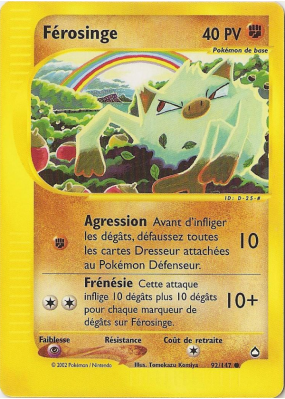 Carte Pokémon Férosinge 92/147 Commune Aquapolis