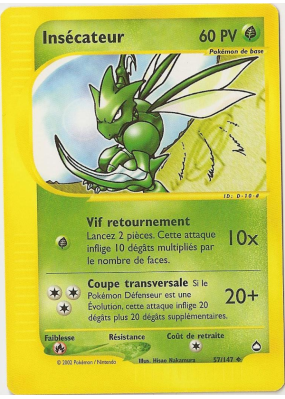 Carte Pokémon Insécateur 57/147 Peu commune Aquapolis