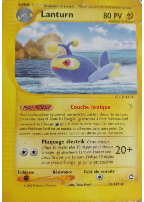 Carte Pokémon Lanturn 21/147 Rare Aquapolis