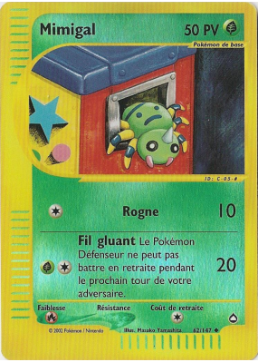 Carte Pokémon Mimigal 62/147 Peu commune Aquapolis