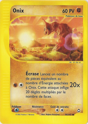 Carte Pokémon Onix 98/147 Commune Aquapolis