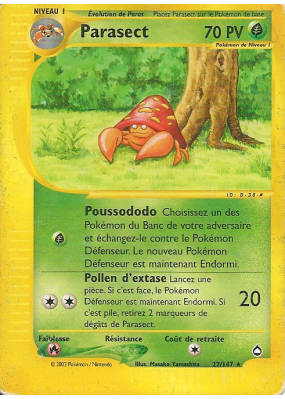 Carte Pokémon Parasect 27/147 Rare Aquapolis
