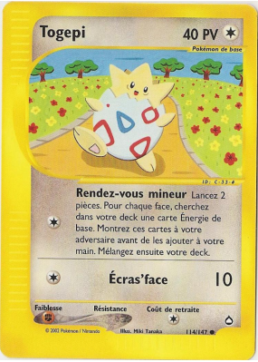 Carte Pokémon Togepi 114/147 Commune Aquapolis