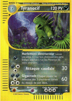 Carte Pokémon Tyranocif 40/147 Rare Aquapolis