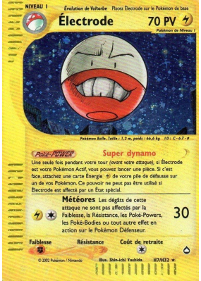 Carte Pokémon Électrode H7/H32 Holographique Aquapolis