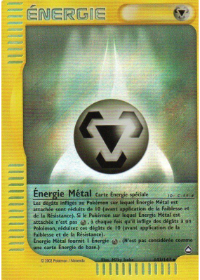 Carte Pokémon Énergie Métal 143/147 Rare Aquapolis
