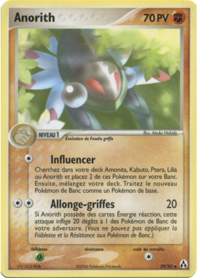 Carte Pokémon Anorith 29/92 Peu commune Créateurs de légendes