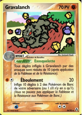 Carte Pokémon Gravalanch 34/92 Peu commune Créateurs de légendes
