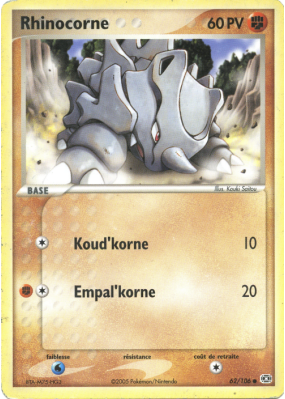 Carte Pokémon Rhinocorne 62/101 Commune Émeraude