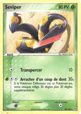 Carte Pokémon Seviper 20/106 Rare Émeraude