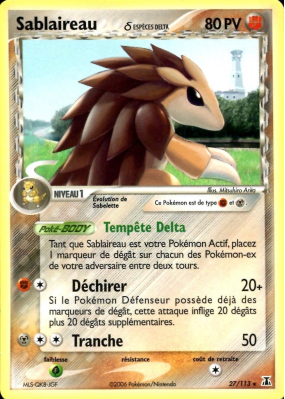 Carte Pokémon Sablaireau δ 27/113 Rare Espèces Delta