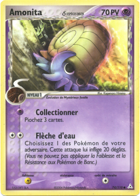 Carte Pokémon Amonita δ 74/110 Commune Fantômes Holon