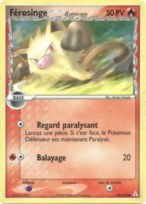 Carte Pokémon Férosinge δ 70/110 Commune Fantômes Holon