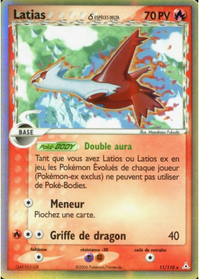 Carte Pokémon Latias δ 11/110 Holographique Fantômes Holon