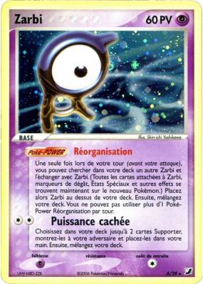 Carte Pokémon Zarbi A/28 Rare Forces Cachées