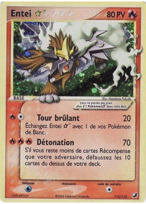 Carte Pokémon Entei ☆ 113/115 Ultra Rare Forces Cachées