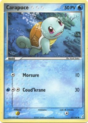 Carte Pokémon Carapuce 63/100 Commune Gardiens de Cristal