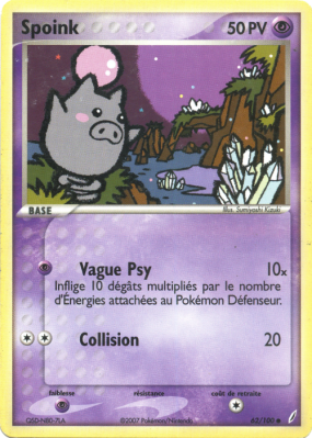 Carte Pokémon Spoink 62/100 Commune Gardiens de Cristal