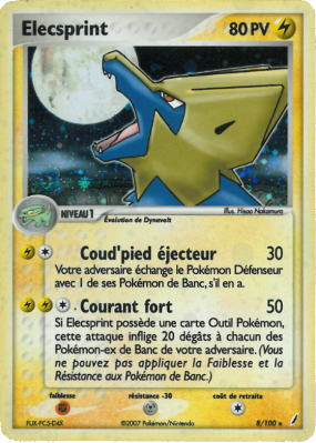 Carte Pokémon Elecsprint 8/100 Holographique Gardiens de Cristal