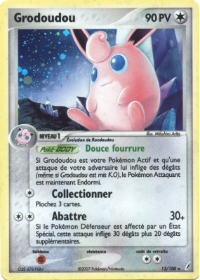 Carte Pokémon Grodoudou 13/100 Holographique Gardiens de Cristal