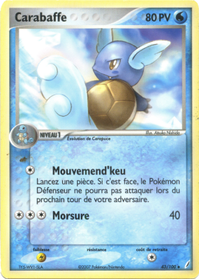 Carte Pokémon Carabaffe 43/100 Peu commune Gardiens de Cristal