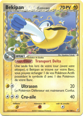 Carte Pokémon Bekipan δ 26/100 Rare Gardiens de Cristal