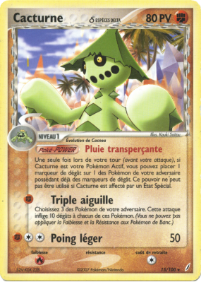 Carte Pokémon Cacturne δ 15/100 Rare Gardiens de Cristal