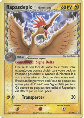 Carte Pokémon Rapasdepic δ 18/100 Rare Gardiens de Cristal