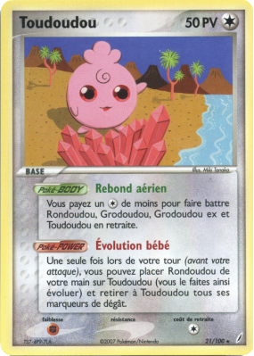 Carte Pokémon Toudoudou 21/100 Rare Gardiens de Cristal
