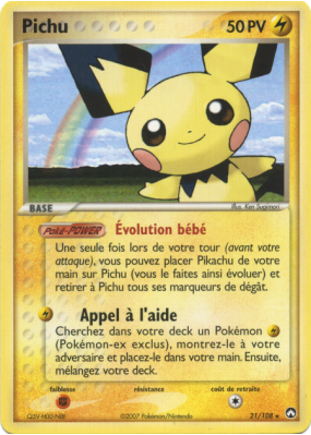 Carte Pokémon Pichu 21/108 Rare Gardiens du Pouvoir