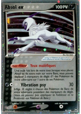 Carte Pokémon Absol ex 92/108 Ultra Rare Gardiens du Pouvoir