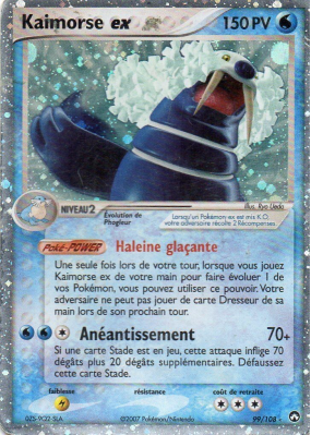 Carte Pokémon Kaimorse ex 99/108 Ultra Rare Gardiens du Pouvoir
