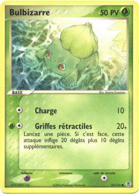 Carte Pokémon Bulbizarre 55/112 Commune Rouge Feu & Vert Feuille