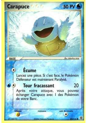 Carte Pokémon Carapuce 83/112 Commune Rouge Feu & Vert Feuille
