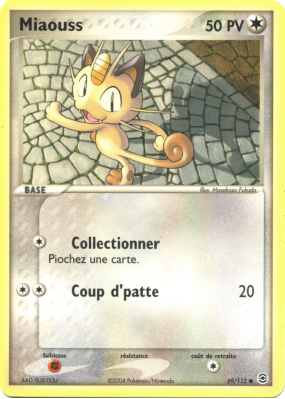 Carte Pokémon Miaouss 69/112 Commune Rouge Feu & Vert Feuille