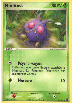 Carte Pokémon Mimitoss 84/112 Commune Rouge Feu & Vert Feuille
