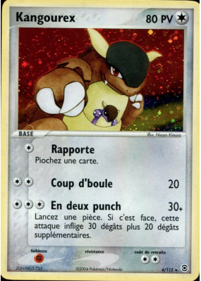 Carte Pokémon Kangourex 6/112 Holographique Rouge Feu & Vert Feuille