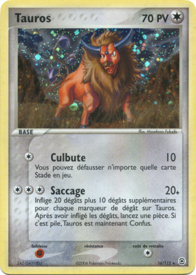 Carte Pokémon Tauros 16/112 Holographique Rouge Feu & Vert Feuille