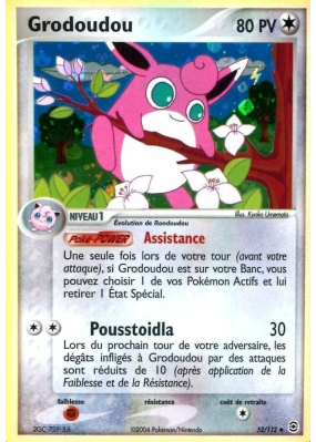 Carte Pokémon Grodoudou 52/112 Peu commune Rouge Feu & Vert Feuille