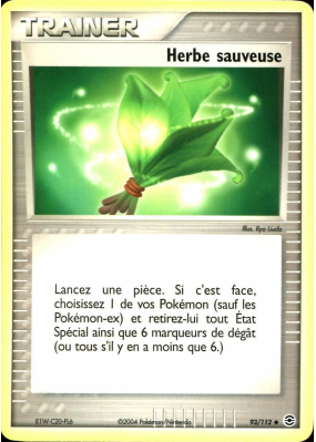 Carte Pokémon Herbe sauveuse 93/112 Peu commune Rouge Feu & Vert Feuille
