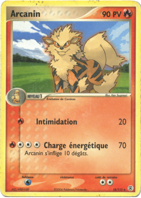 Carte Pokémon Arcanin 18/112 Rare Rouge Feu & Vert Feuille