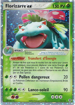 Carte Pokémon Florizarre ex 112/112 Ultra Rare Rouge Feu & Vert Feuille