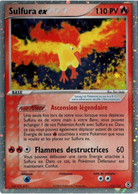 Carte Pokémon Sulfura ex 115/112 Secrète Rouge Feu & Vert Feuille