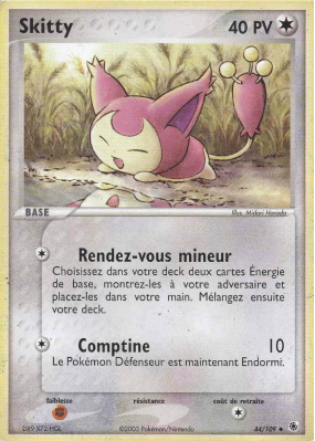 Carte Pokémon Skitty 44/109 Peu commune Rubis & Saphir