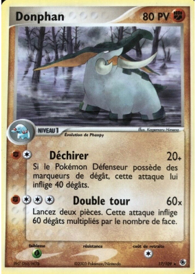 Carte Pokémon Donphan 17/109 Rare Rubis & Saphir