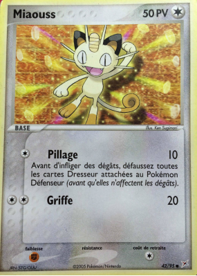 Carte Pokémon Miaouss 42/95 Commune Team Magma VS Team Aqua